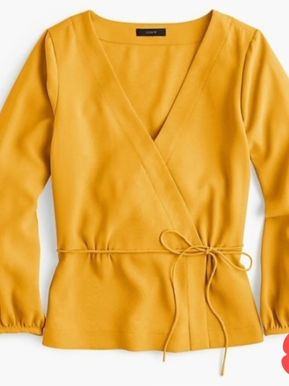 J. Crew Mustard Wrap-Front Peplum Top - Women's Sz 10